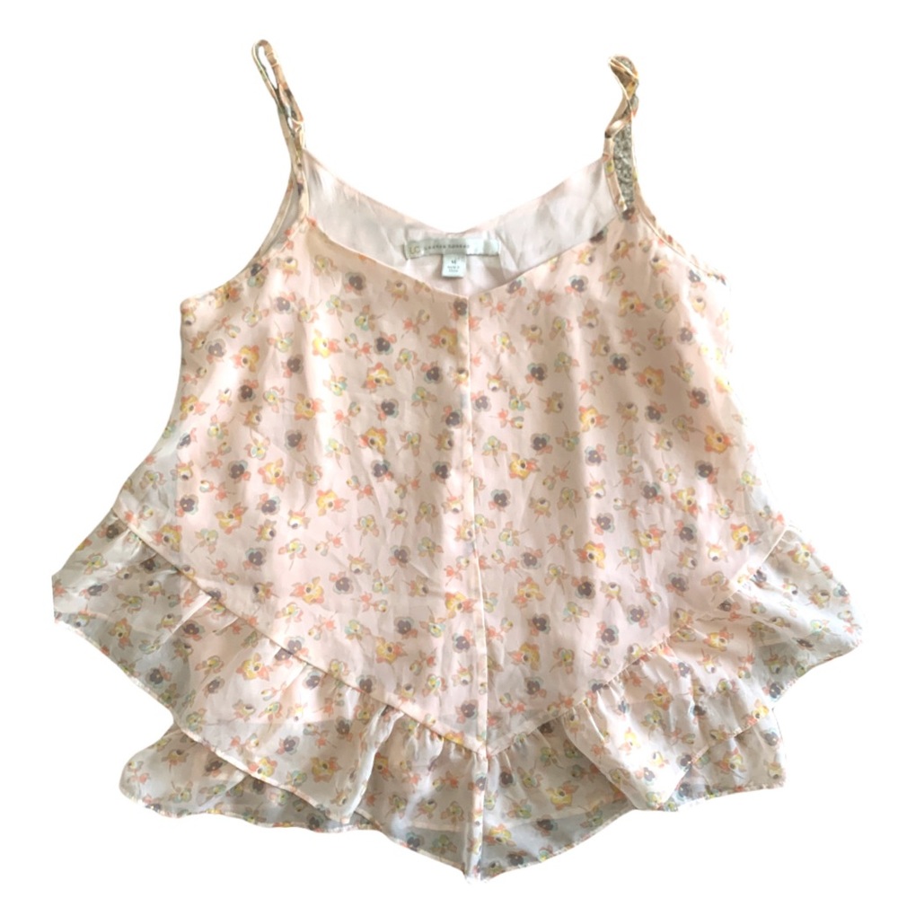 Pink Lauren Conrad Floral Tank Top Size Medium
